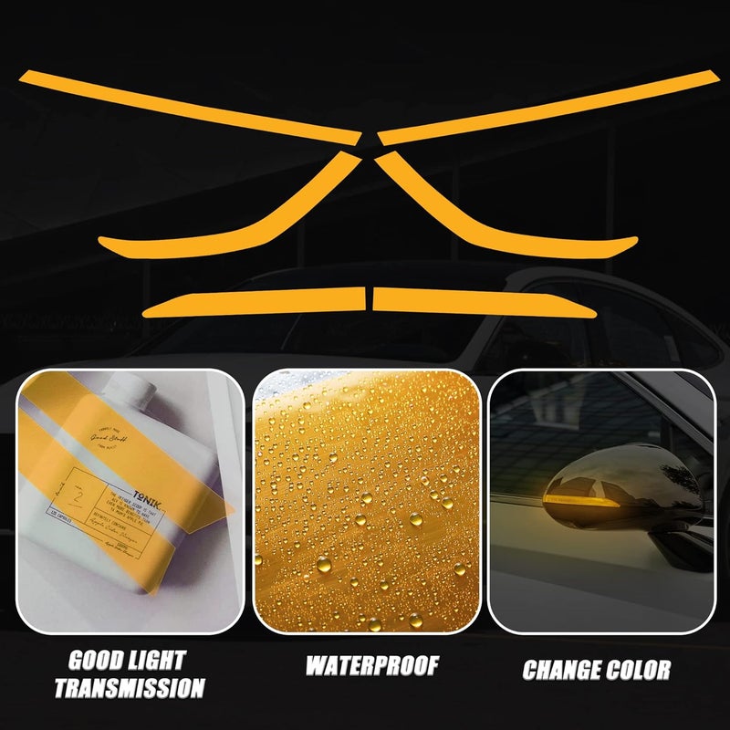 TOMALL Headlight Sidemarker Side Mirror Vinyl Films Smoke Tint Compatible with Hyundai Sonata 2020-2022 Transmission Amber Edges Delete Stickers Decorations for Car (Orange) - Image 3